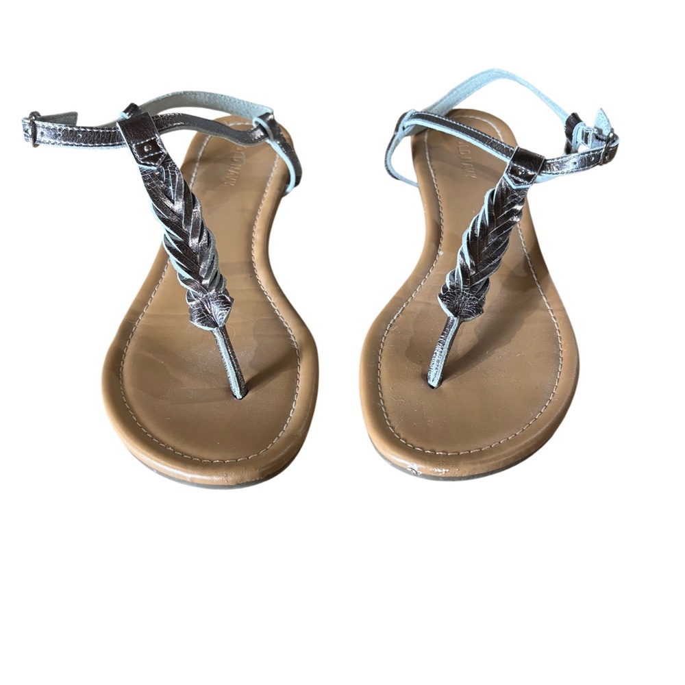 Old Navy Metallic Silver T-Strap Sandals